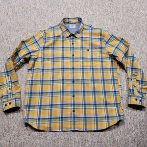 LL Bean Shirt Mens XL Yellow Plaid Flannel Button Up Long Sleeve Traditional Fit